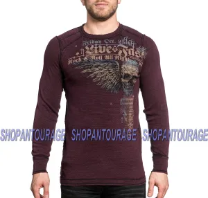 Affliction Rock Speed A19414 New Graphic Skull MMA Long Sleeve Reversible Thermal For Men