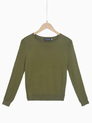 AMELIA - Fine Knit Pullover - Khaki