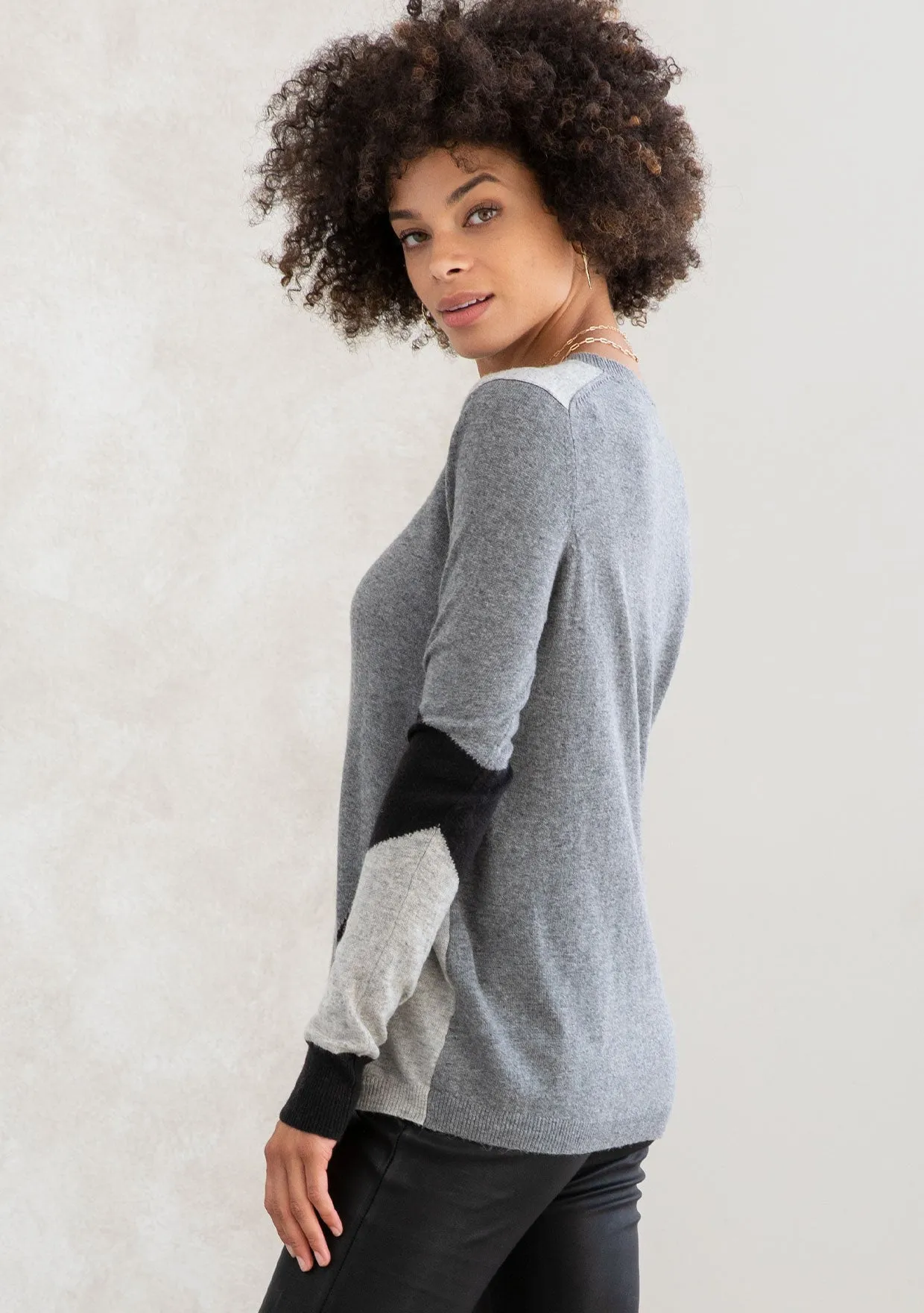 Asymmetrical Striped Accent Sweater