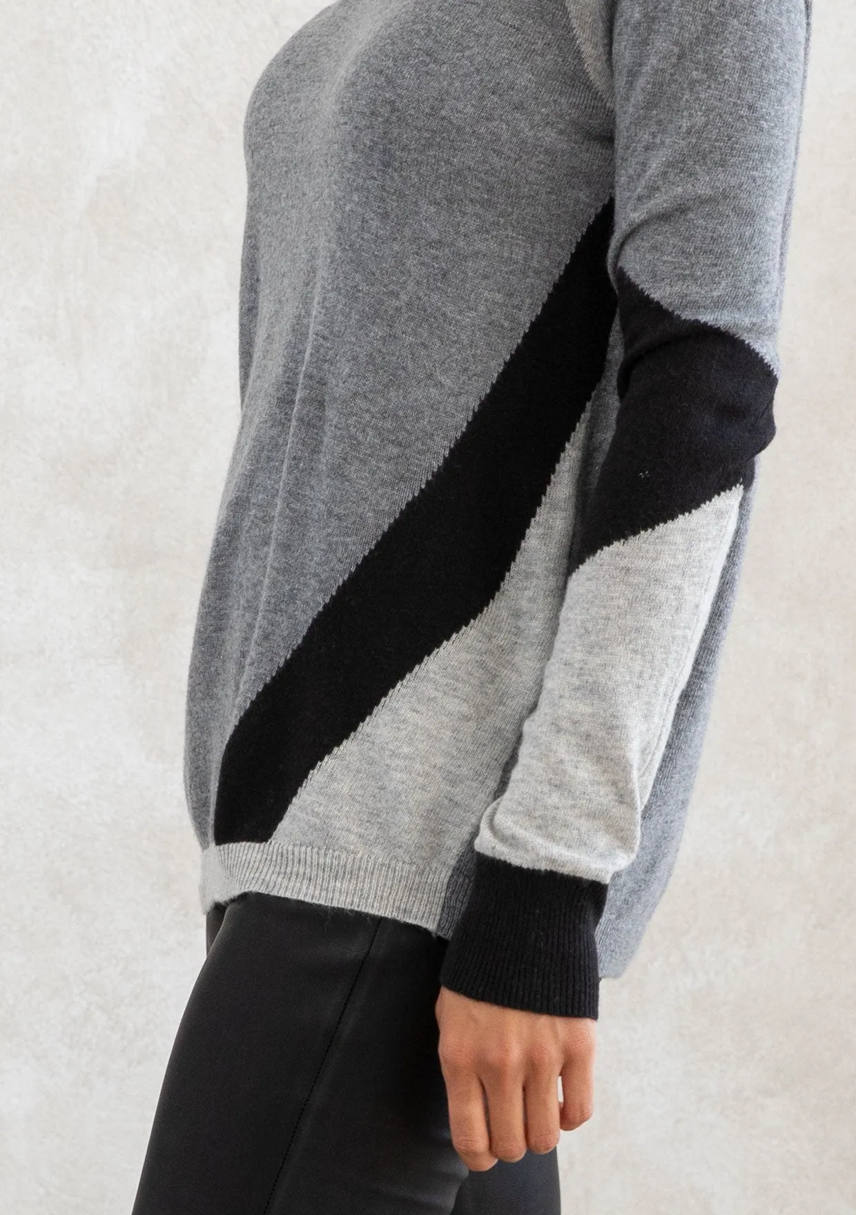 Asymmetrical Striped Accent Sweater
