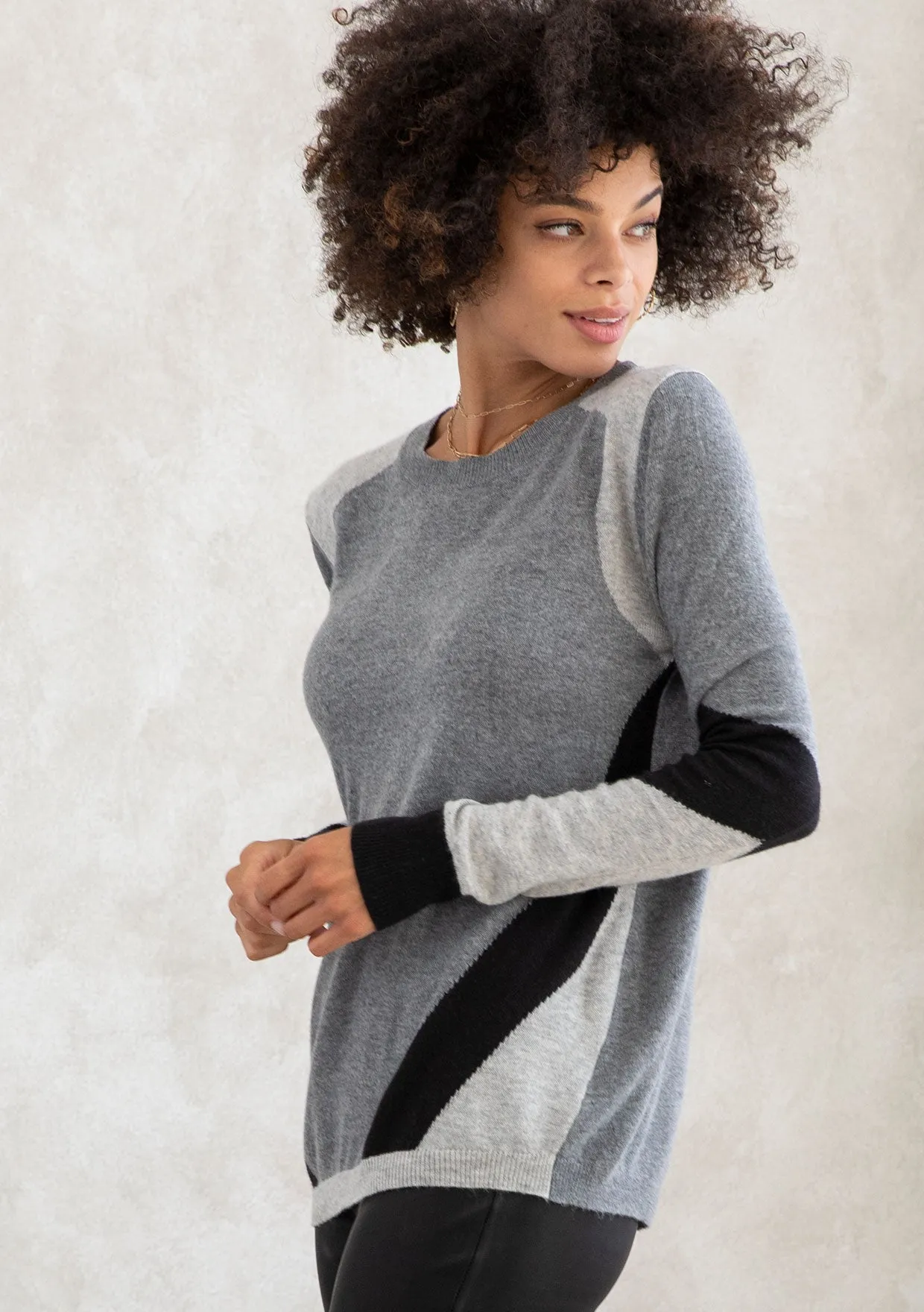 Asymmetrical Striped Accent Sweater