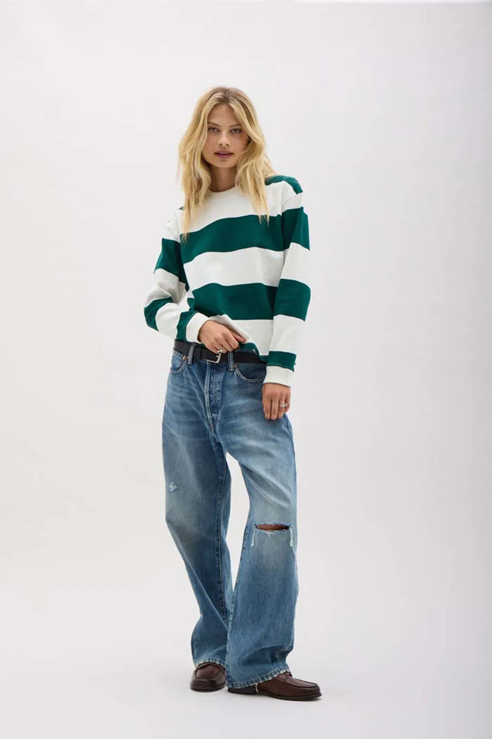 BEEFY STRIPE COTTON PULLOVER