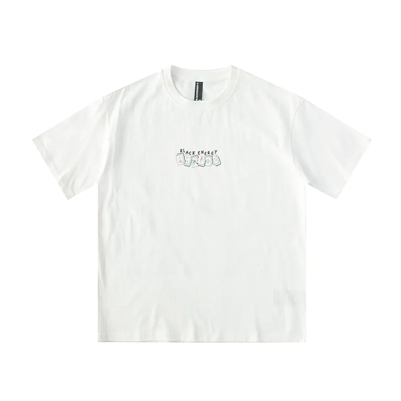 BLACK ENERGY MAHJONG IS MY THERAPY JAPANESE STYLE CREW NECK T SHIRTS