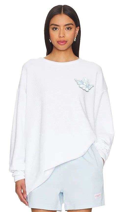 Boys Lie Change Of Heart Thermal Boyfriend Tee in White