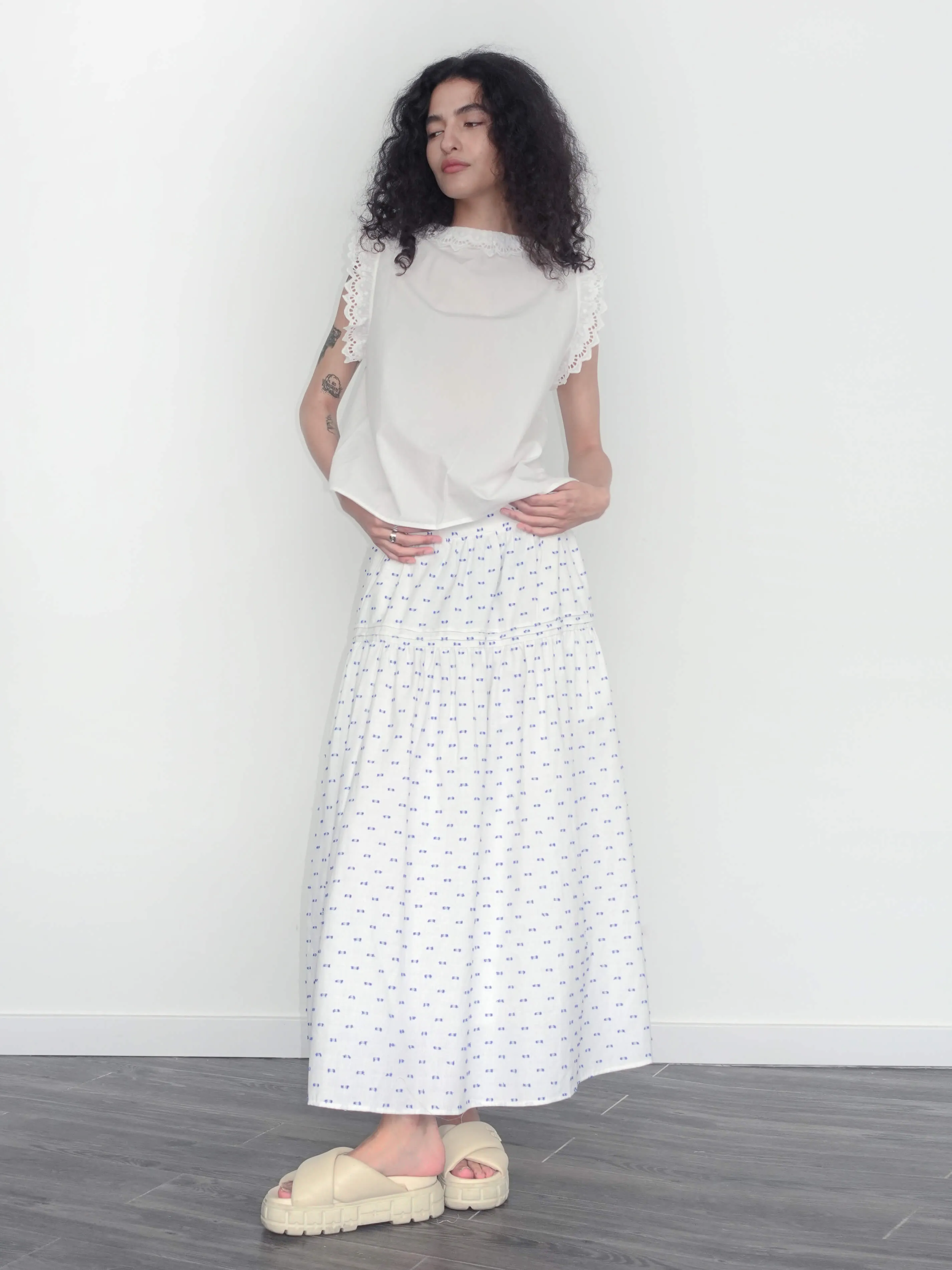 Cotton 3D Jacquard A-line Puffy Skirt