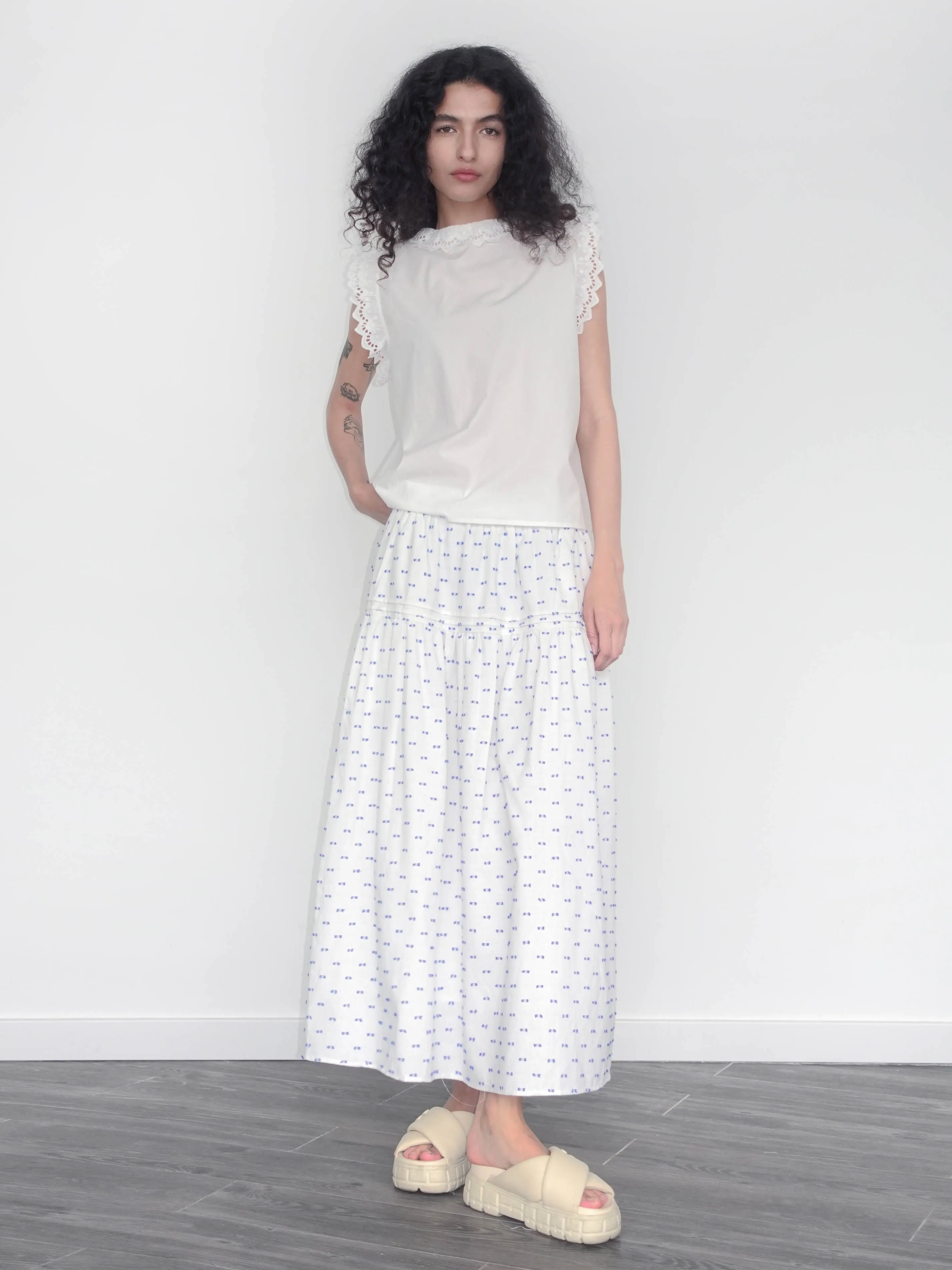 Cotton 3D Jacquard A-line Puffy Skirt
