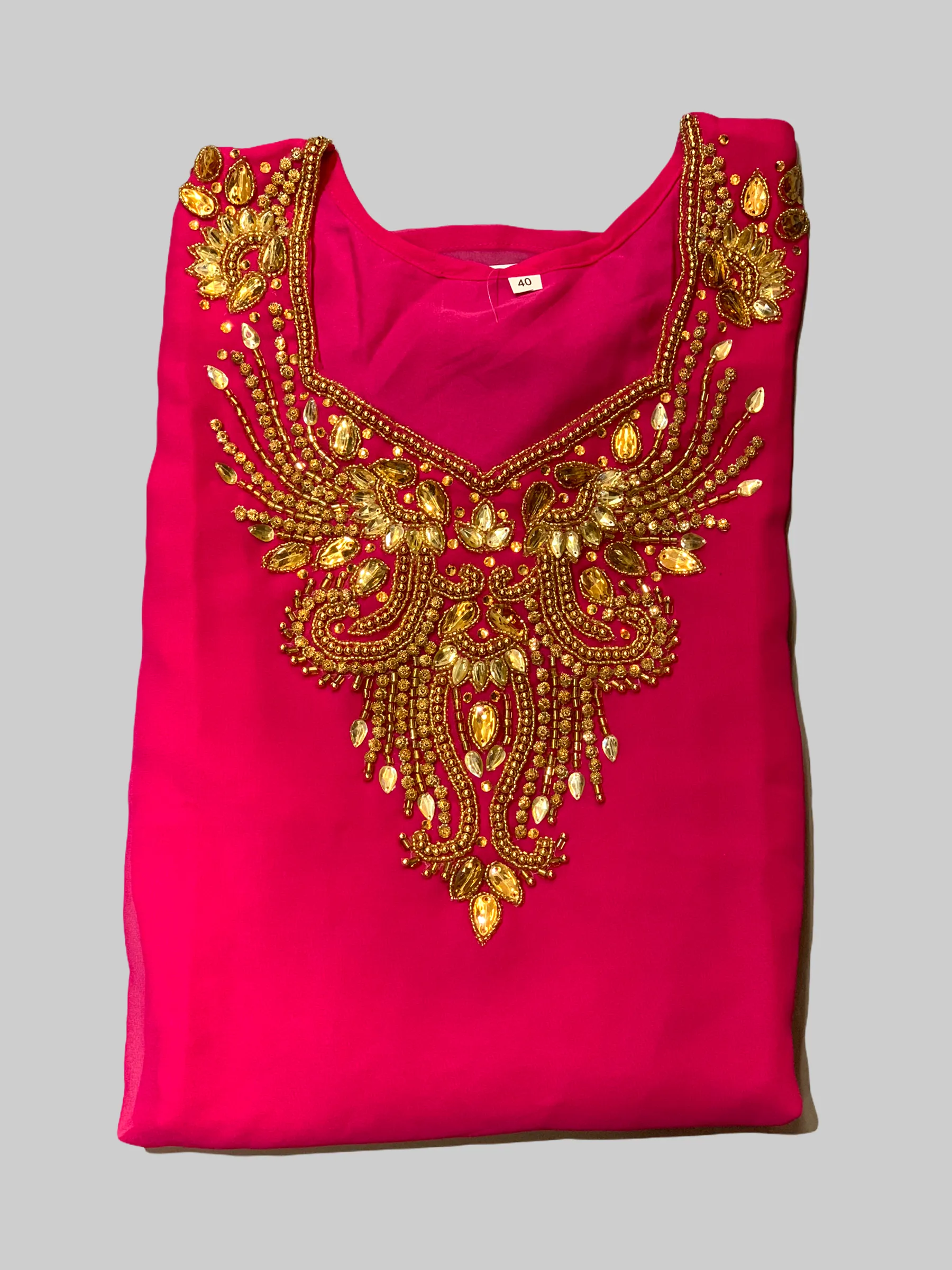 Cotton Chiffon Emerald Green Embroidered Tunic