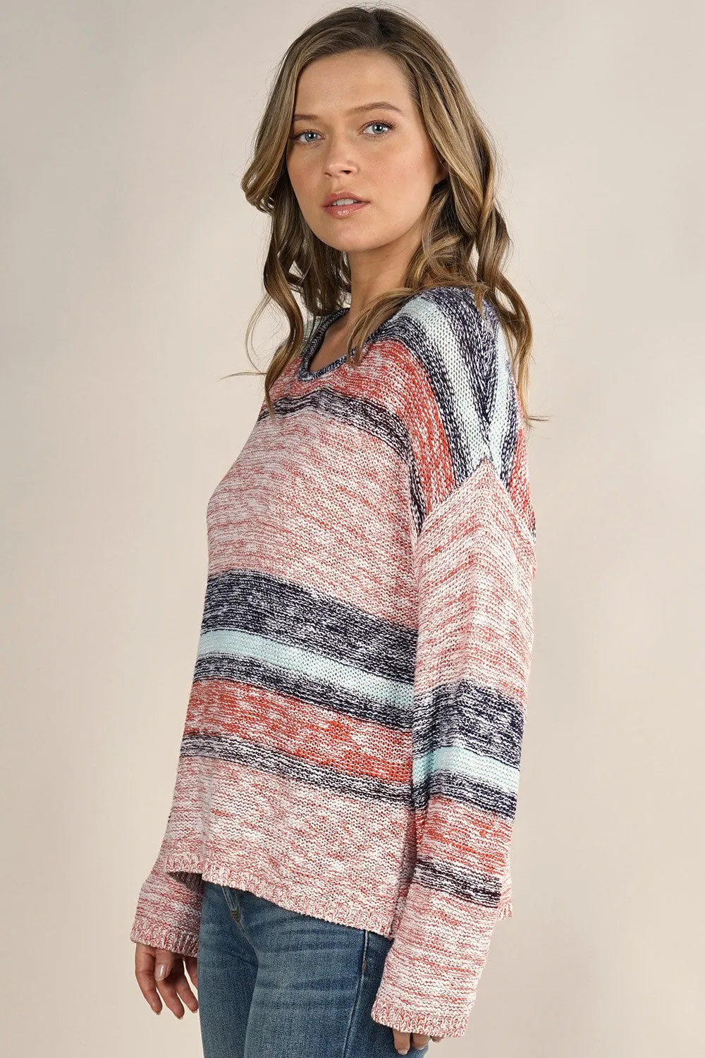 Cozy Striped Crew Neck Pullover Sweater
