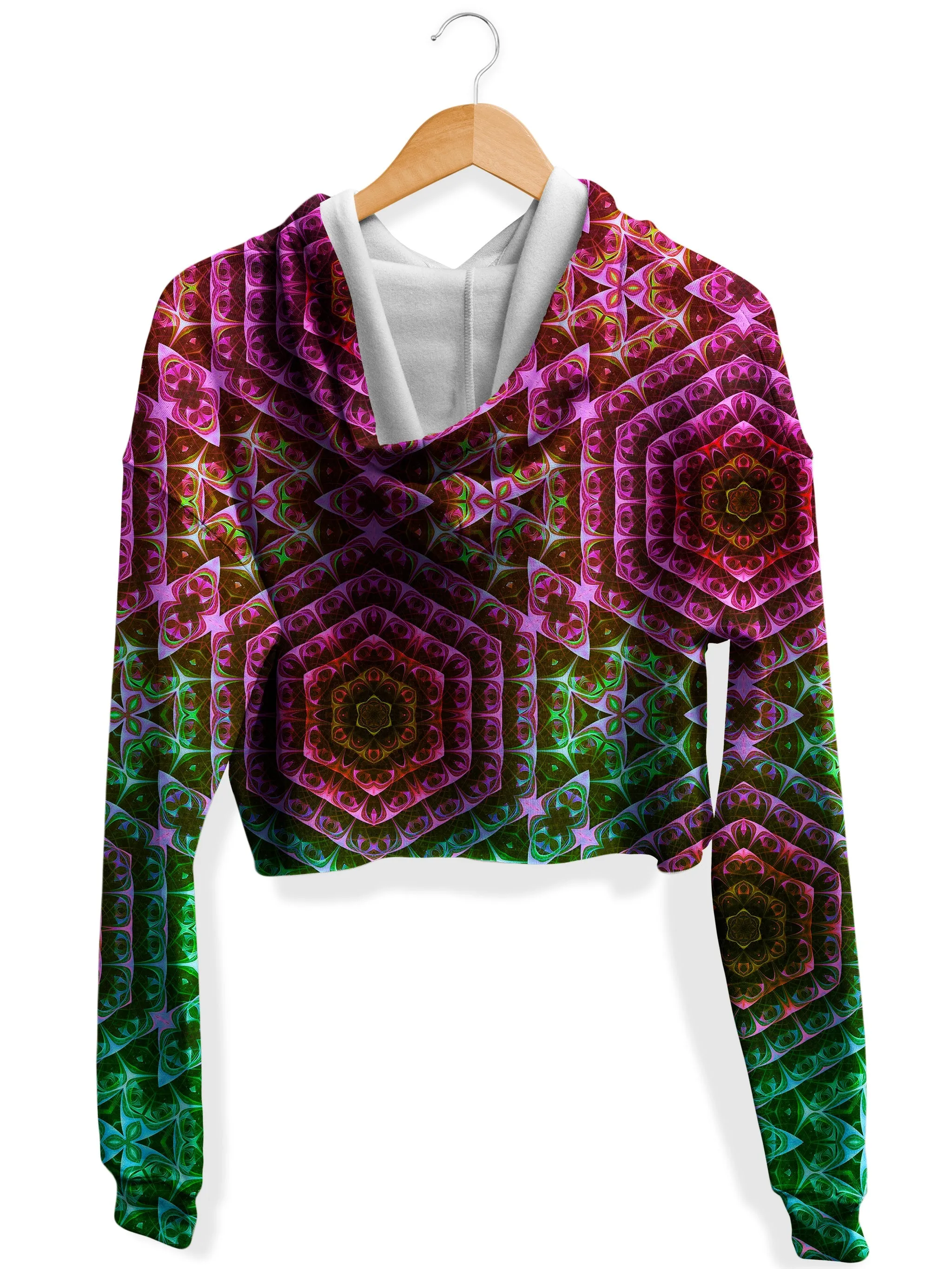 Cracked Mind Contrast Fleece Crop Hoodie