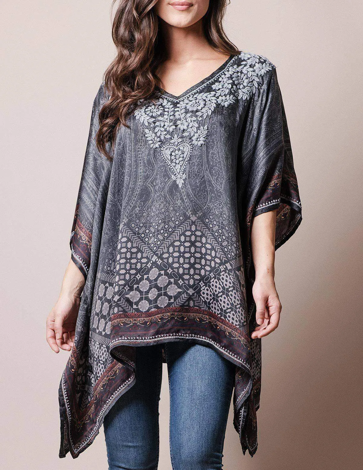 Fair Trade Flowy Tunic -Charcoal