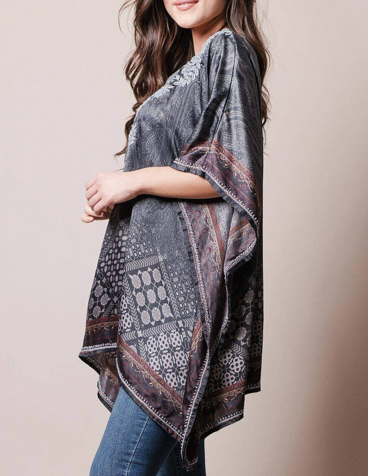 Fair Trade Flowy Tunic -Charcoal