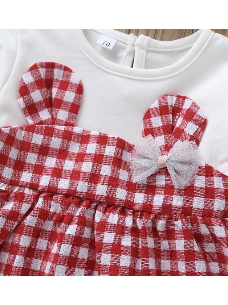 Fall Baby Girl Cute Outfit 2-Piece Plaid Dress Matching Headband