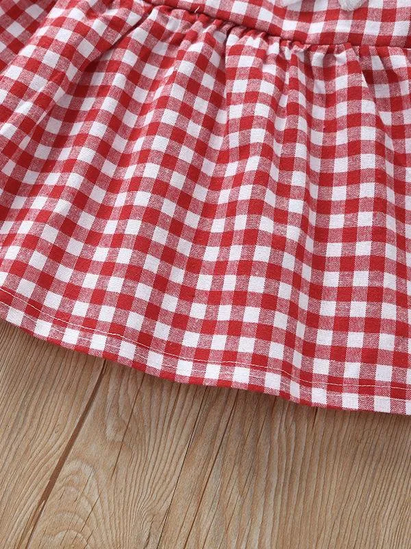 Fall Baby Girl Cute Outfit 2-Piece Plaid Dress Matching Headband