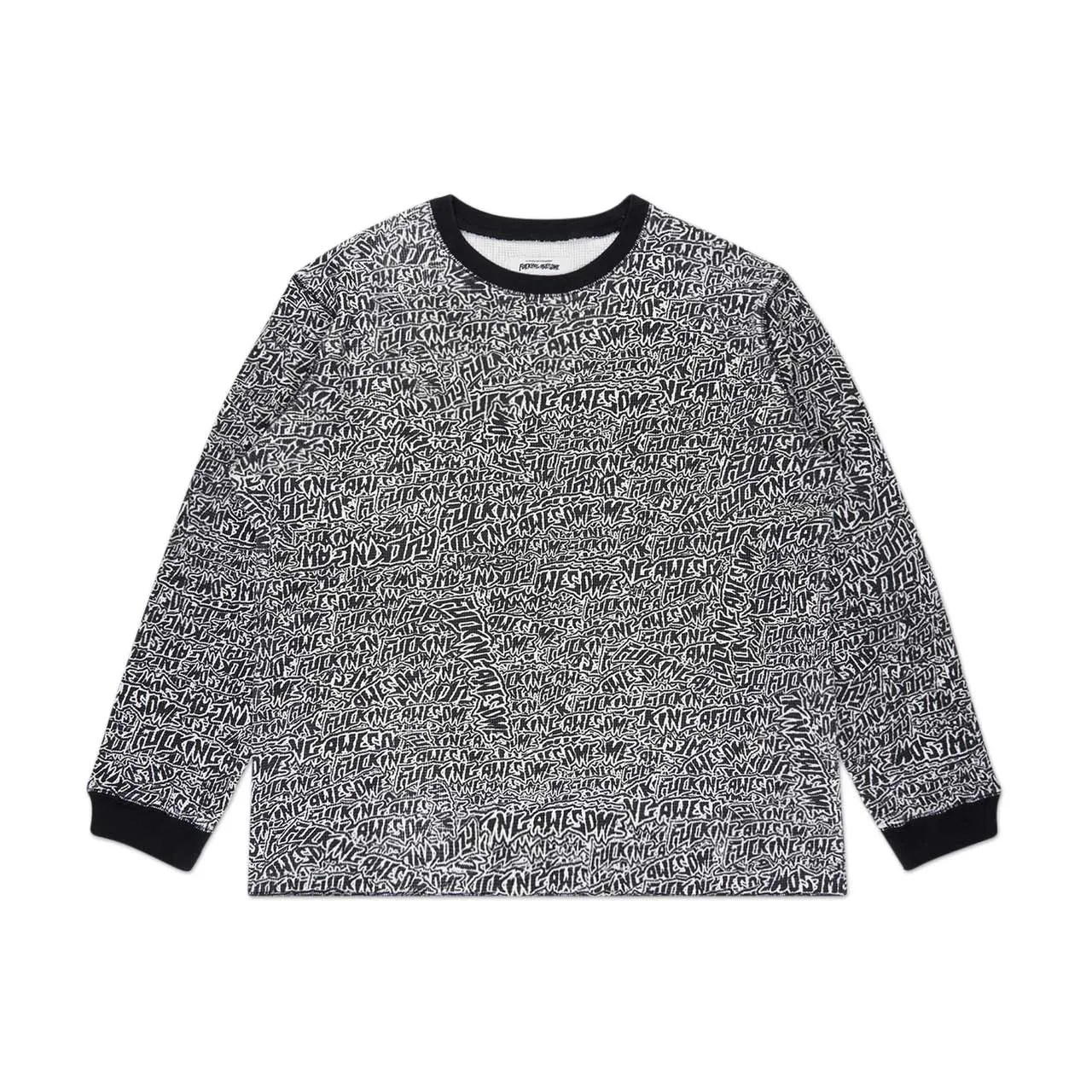 fucking awesome sticker stamp long sleeve thermal (black / white)