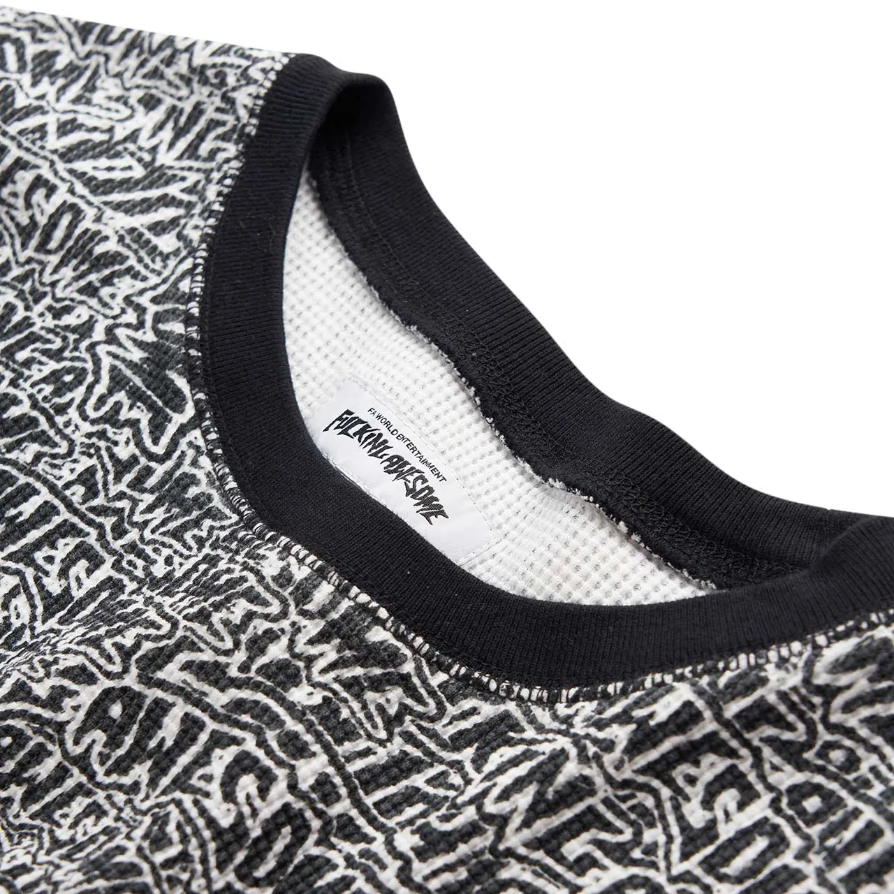 fucking awesome sticker stamp long sleeve thermal (black / white)