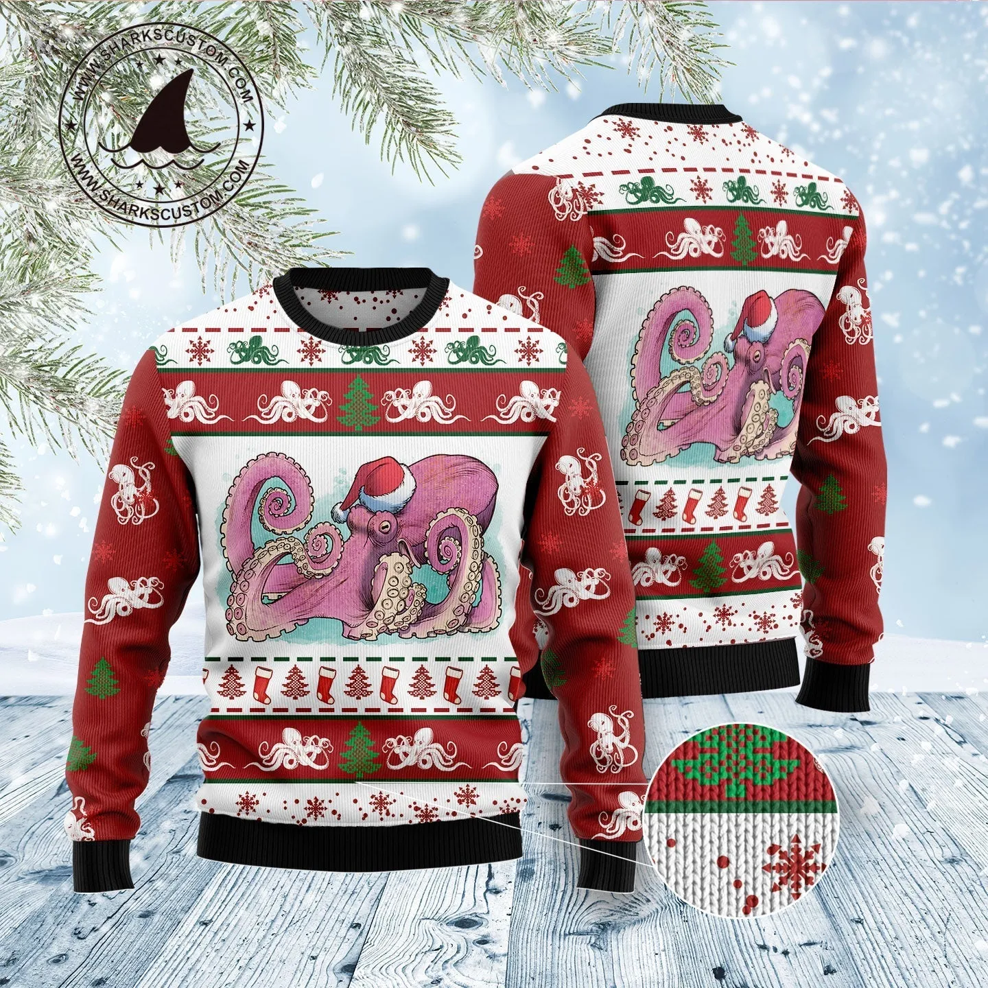 Holiday Ugly Sweater JulesRoche All-Over Print Cotton Classic