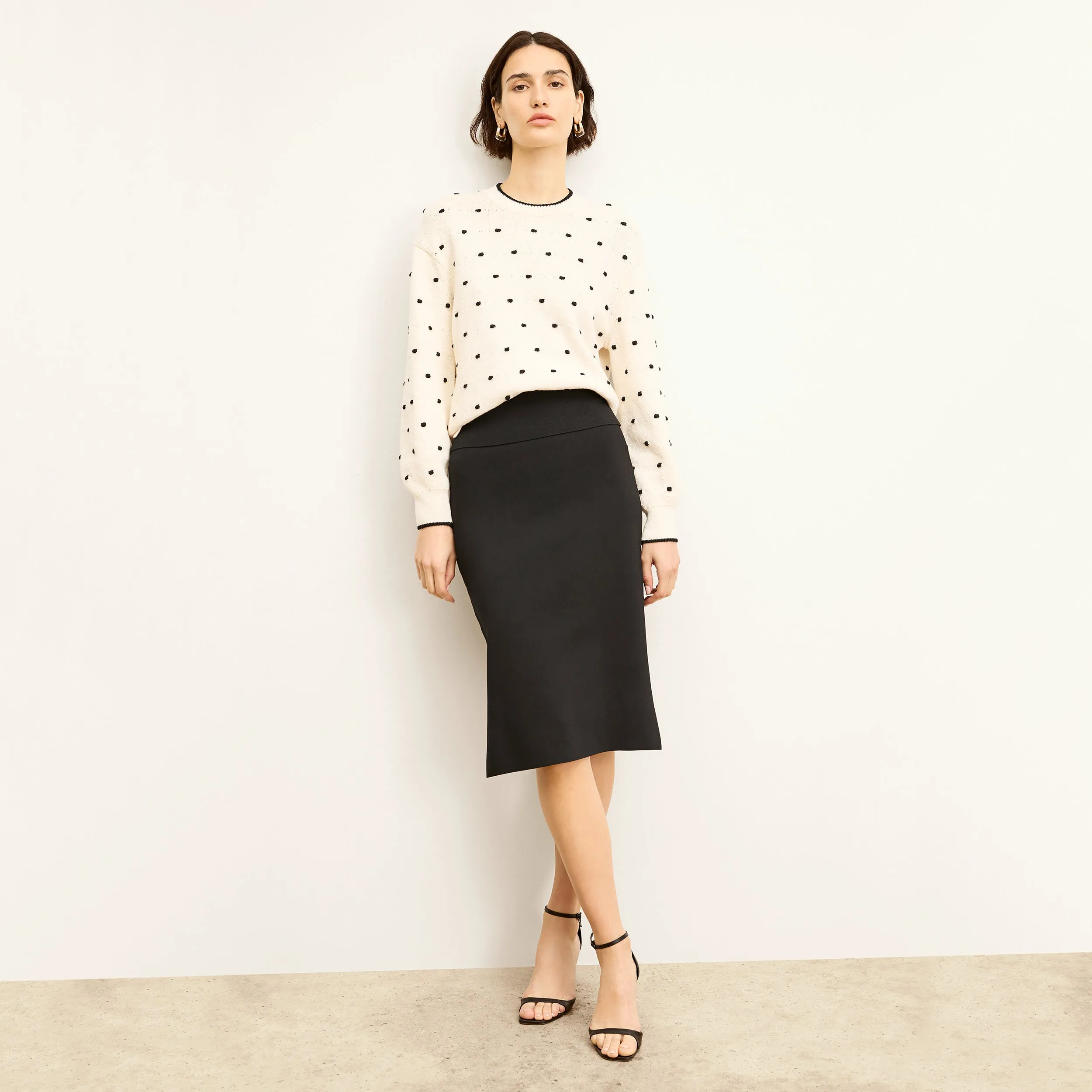 Kim Sweater - Dot Knit :: Ivory/Black