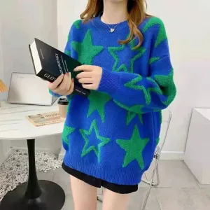 Korean Fashion Star Sweater - Casual Thick Winter Pullover