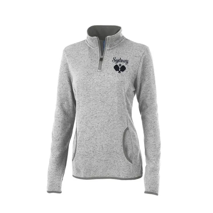 Ladies Pickleball Charles River Apparel Heathered Sweater Fleece 1/4 Zip Pullover