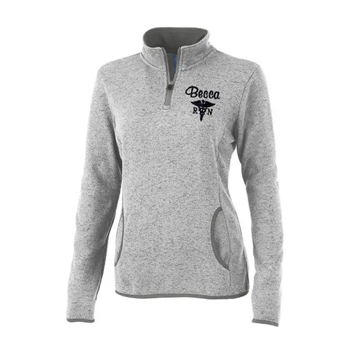Ladies Quarter Zip Pullover For Nurse, Doctor, Medical Professional