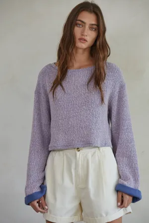 Lavender Knit Round Neck Pullover Top