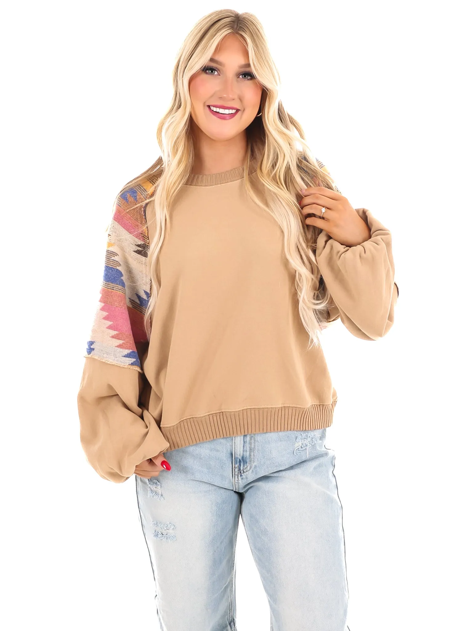 Let's Just Stay Print Mix Pullover
