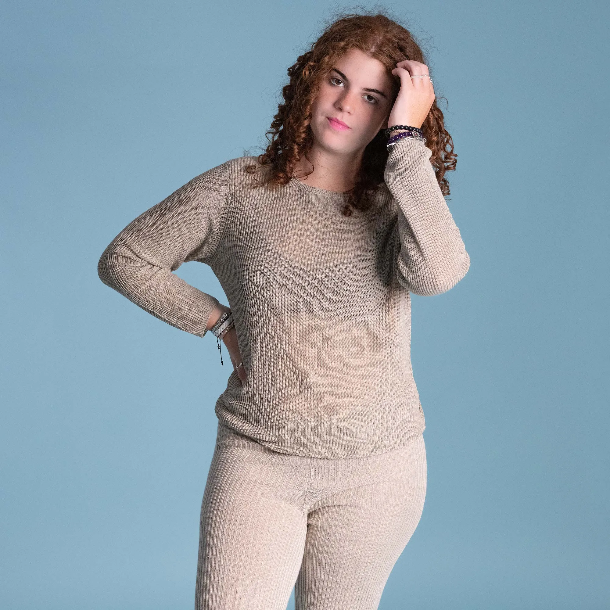 LUCILLE 100% Organic Belgian Linen Heritage Pullover Top (OC Thread, Elastic-free, Plastic-Free) (Biodegradable)