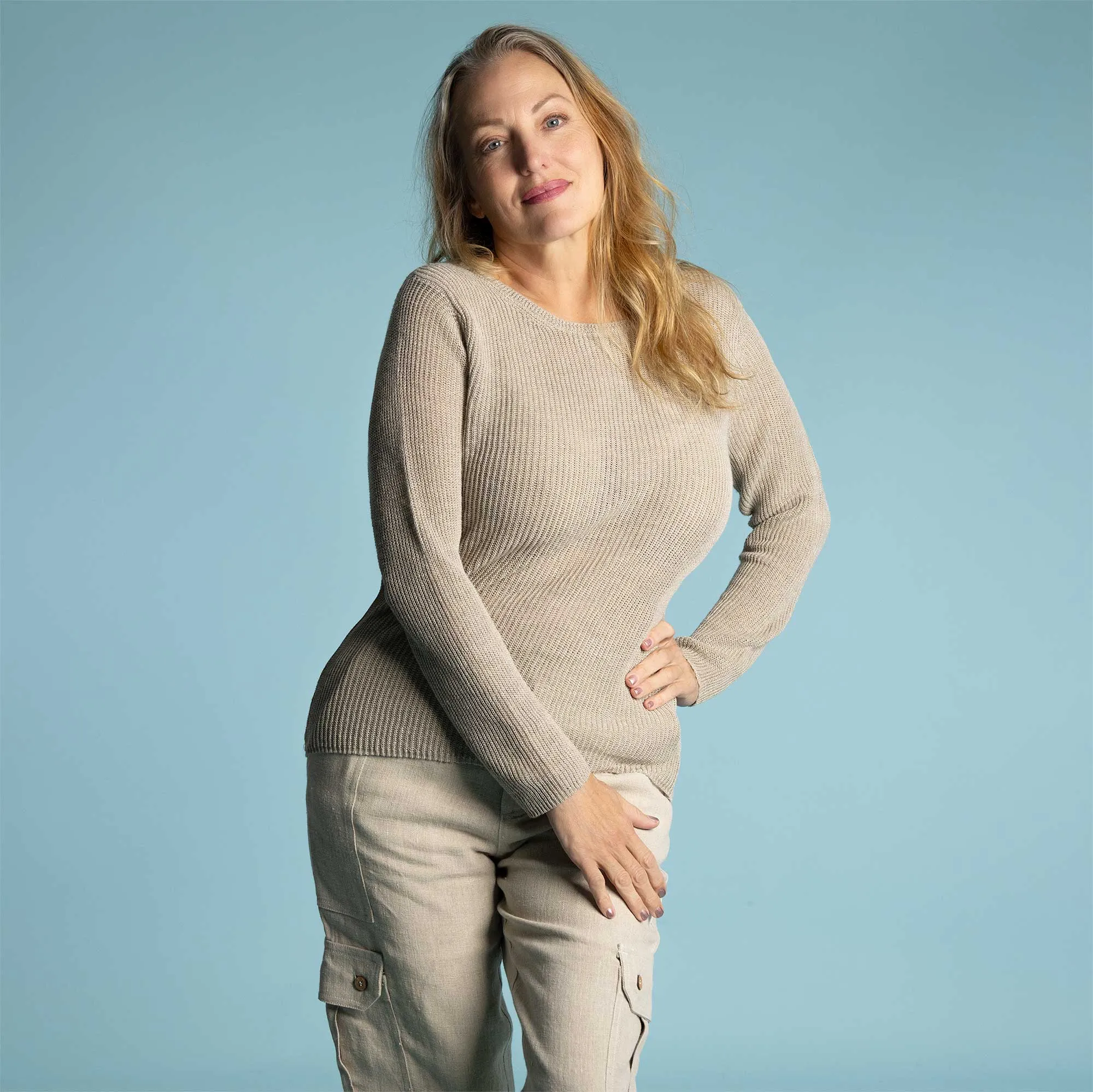 LUCILLE 100% Organic Belgian Linen Heritage Pullover Top (OC Thread, Elastic-free, Plastic-Free) (Biodegradable)