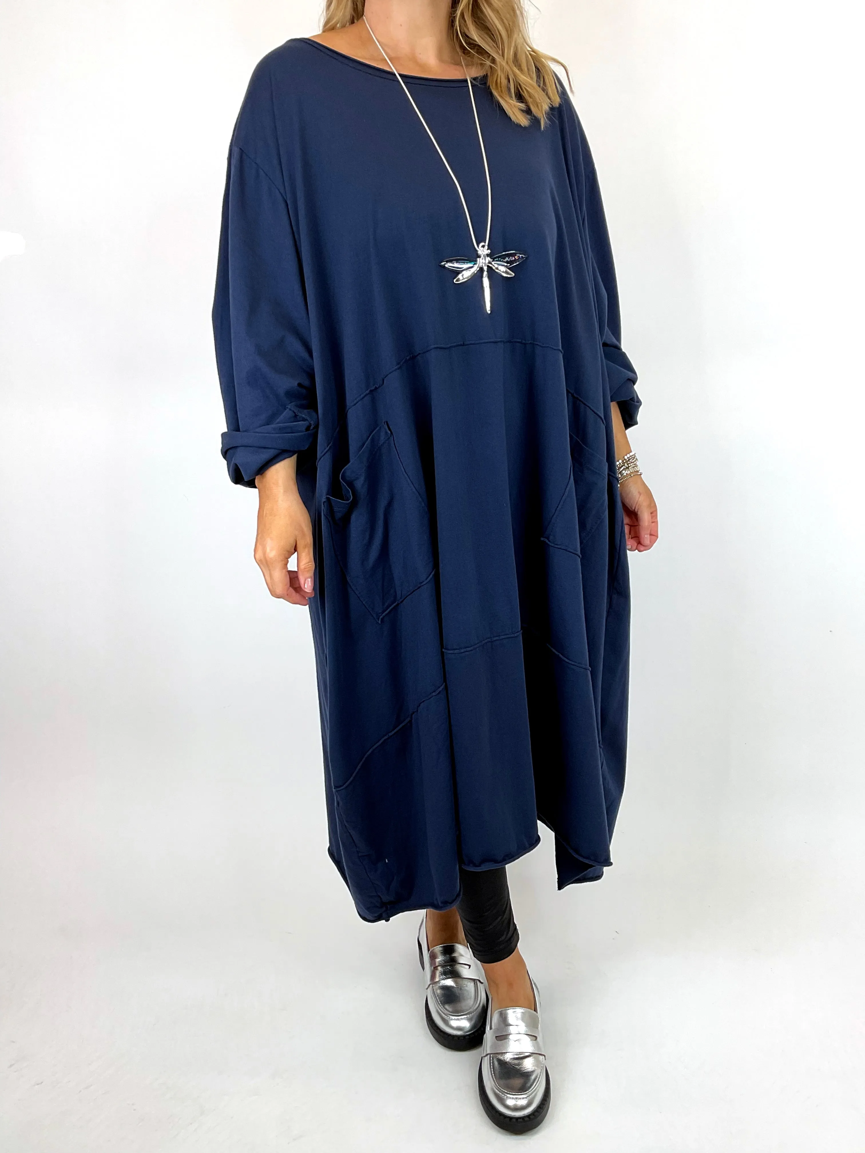 Made in Italy Lagenlook Clara Seam Tunic in Navy Blue. code 12075
