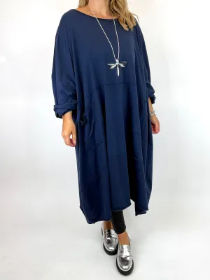 Made in Italy Lagenlook Clara Seam Tunic in Navy Blue. code 12075