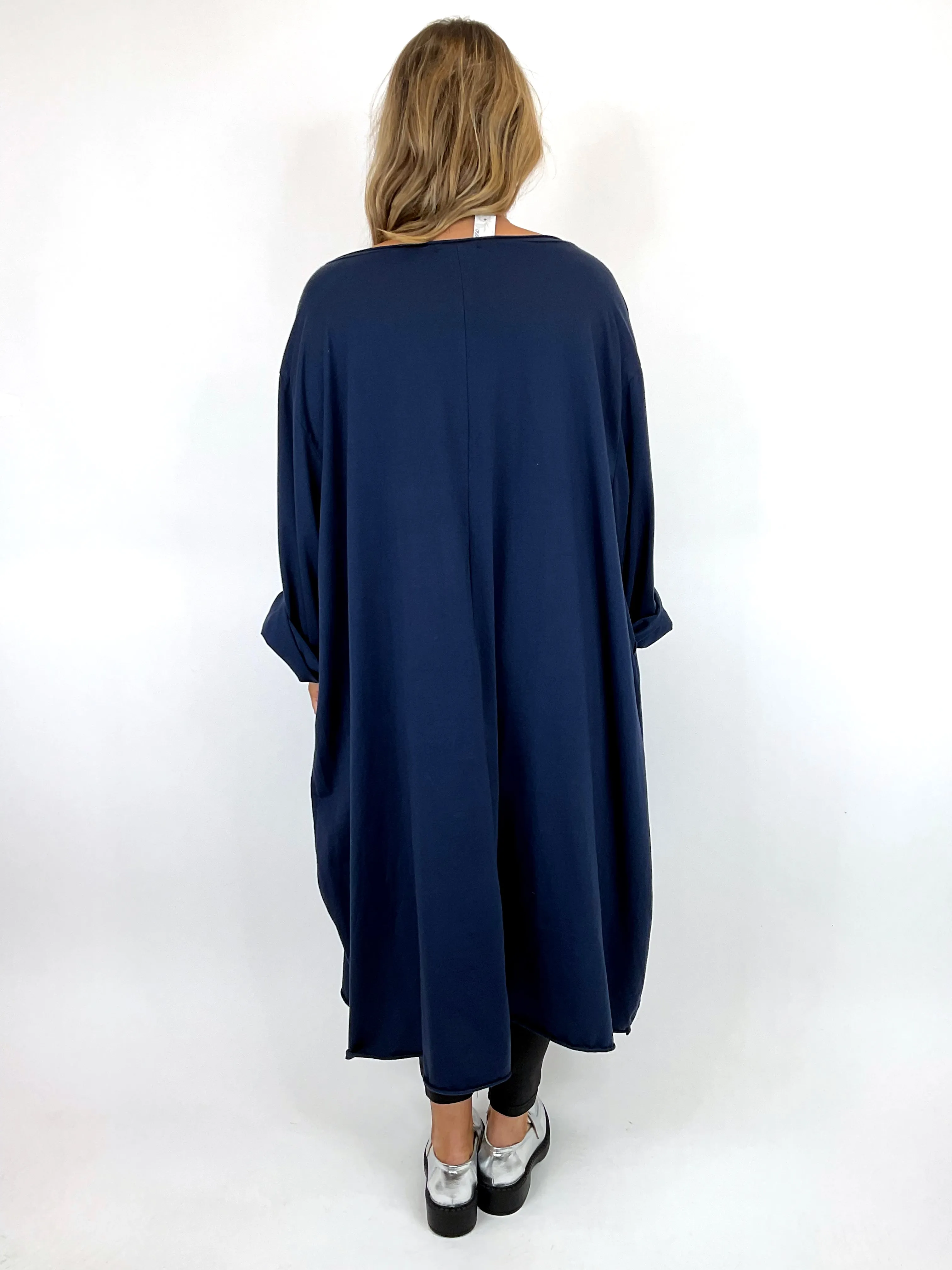 Made in Italy Lagenlook Clara Seam Tunic in Navy Blue. code 12075