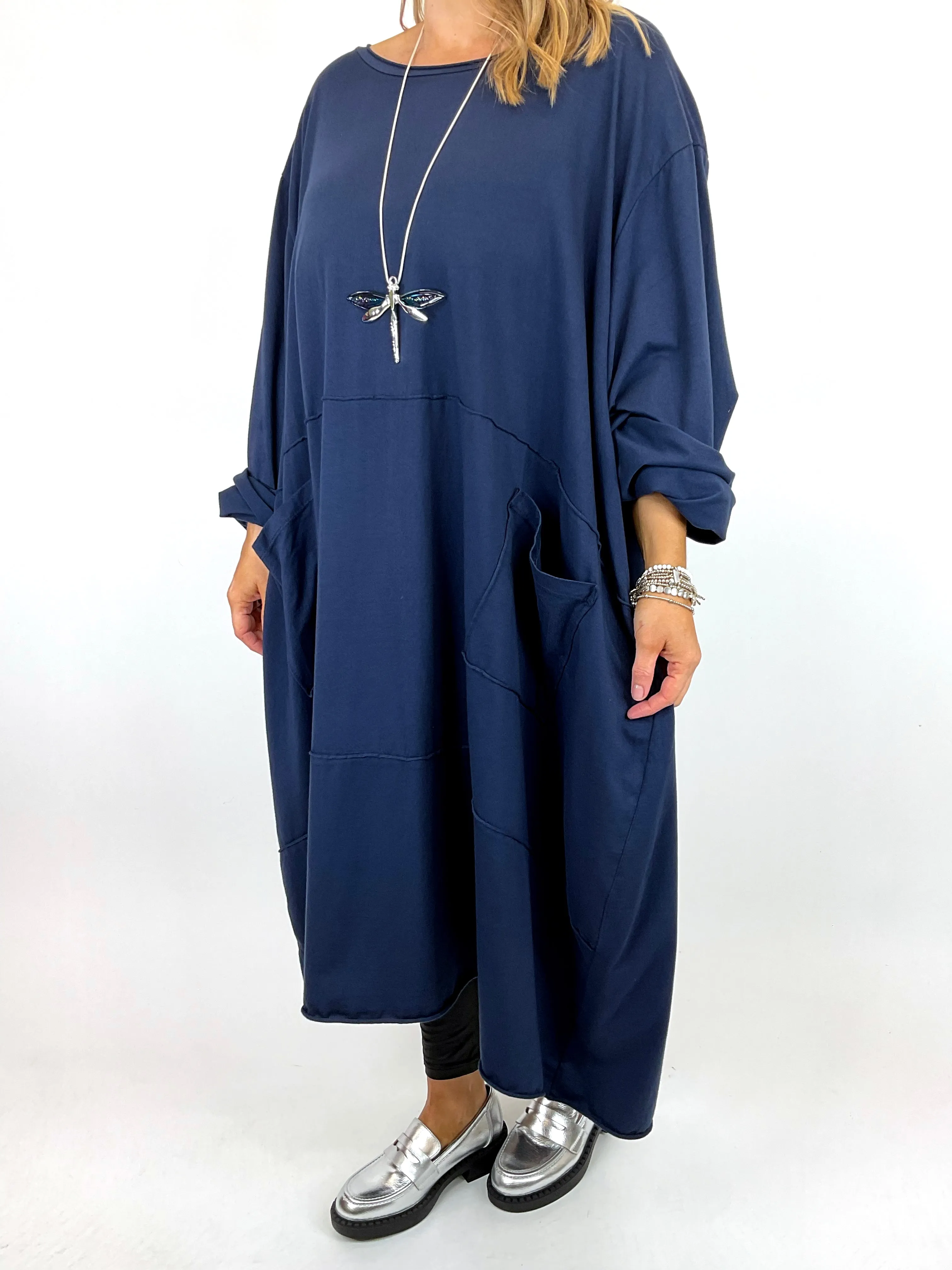 Made in Italy Lagenlook Clara Seam Tunic in Navy Blue. code 12075
