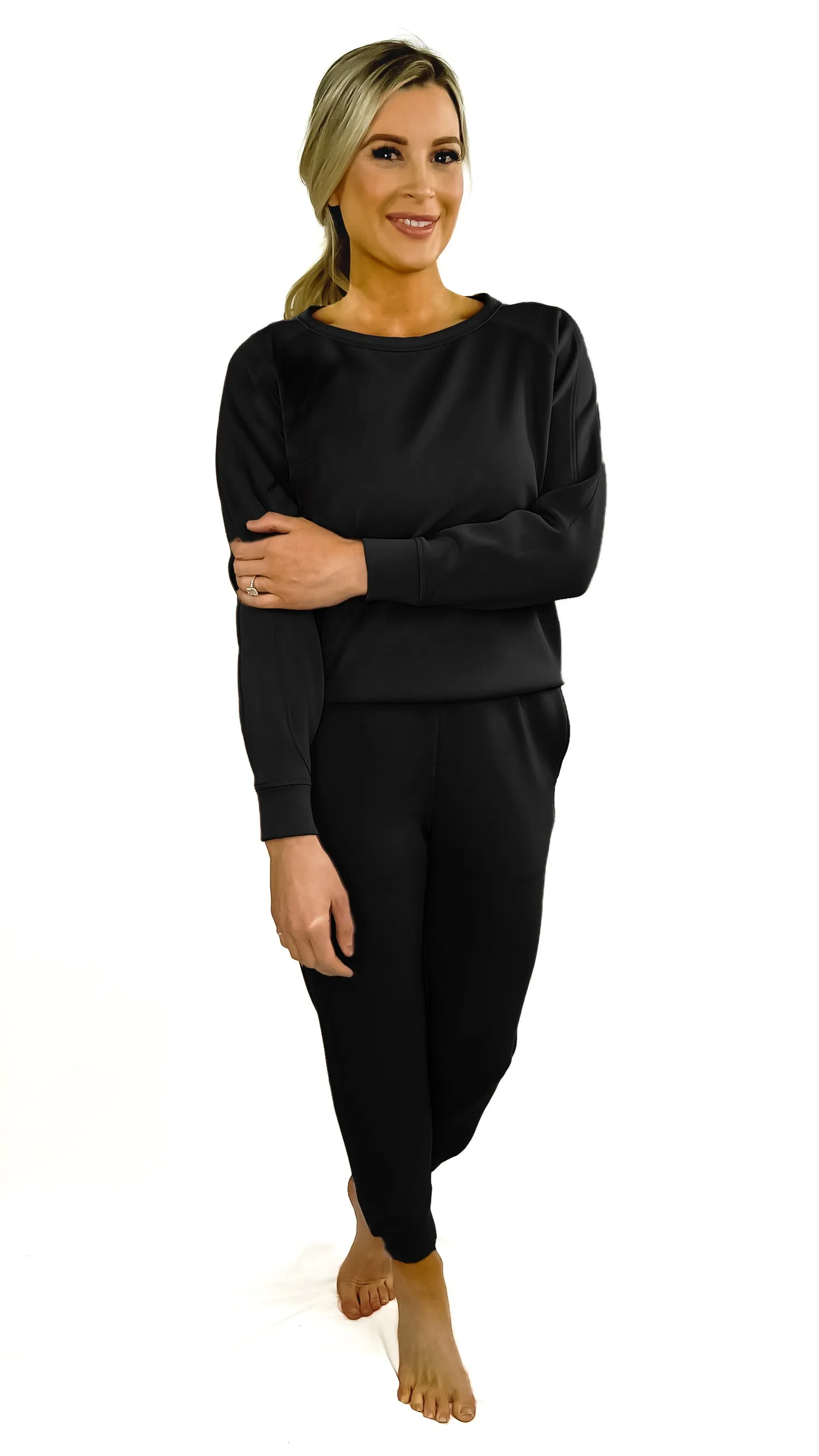 Maise Crew Neck Pullover- Black