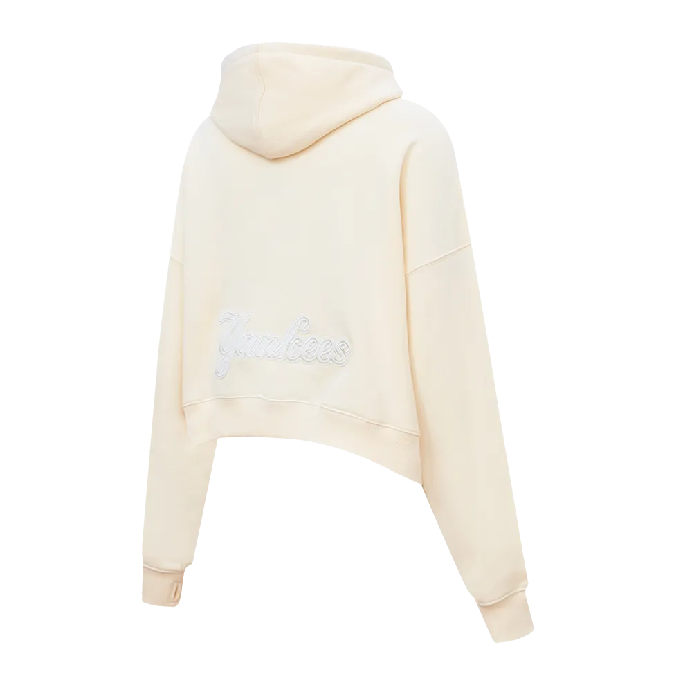 MLB NEW YORK YANKEES NEUTRAL WOMEN'S CROPPED PO HOODIE (EGGSHELL)