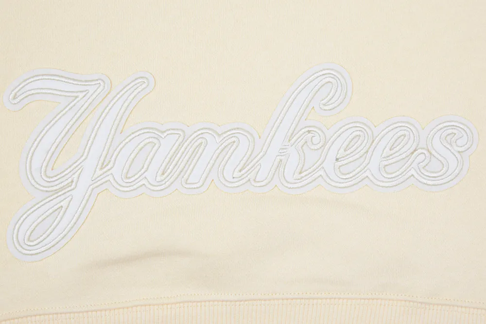 MLB NEW YORK YANKEES NEUTRAL WOMEN'S CROPPED PO HOODIE (EGGSHELL)