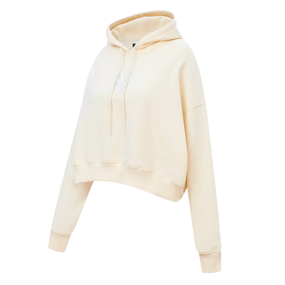 MLB NEW YORK YANKEES NEUTRAL WOMEN'S CROPPED PO HOODIE (EGGSHELL)