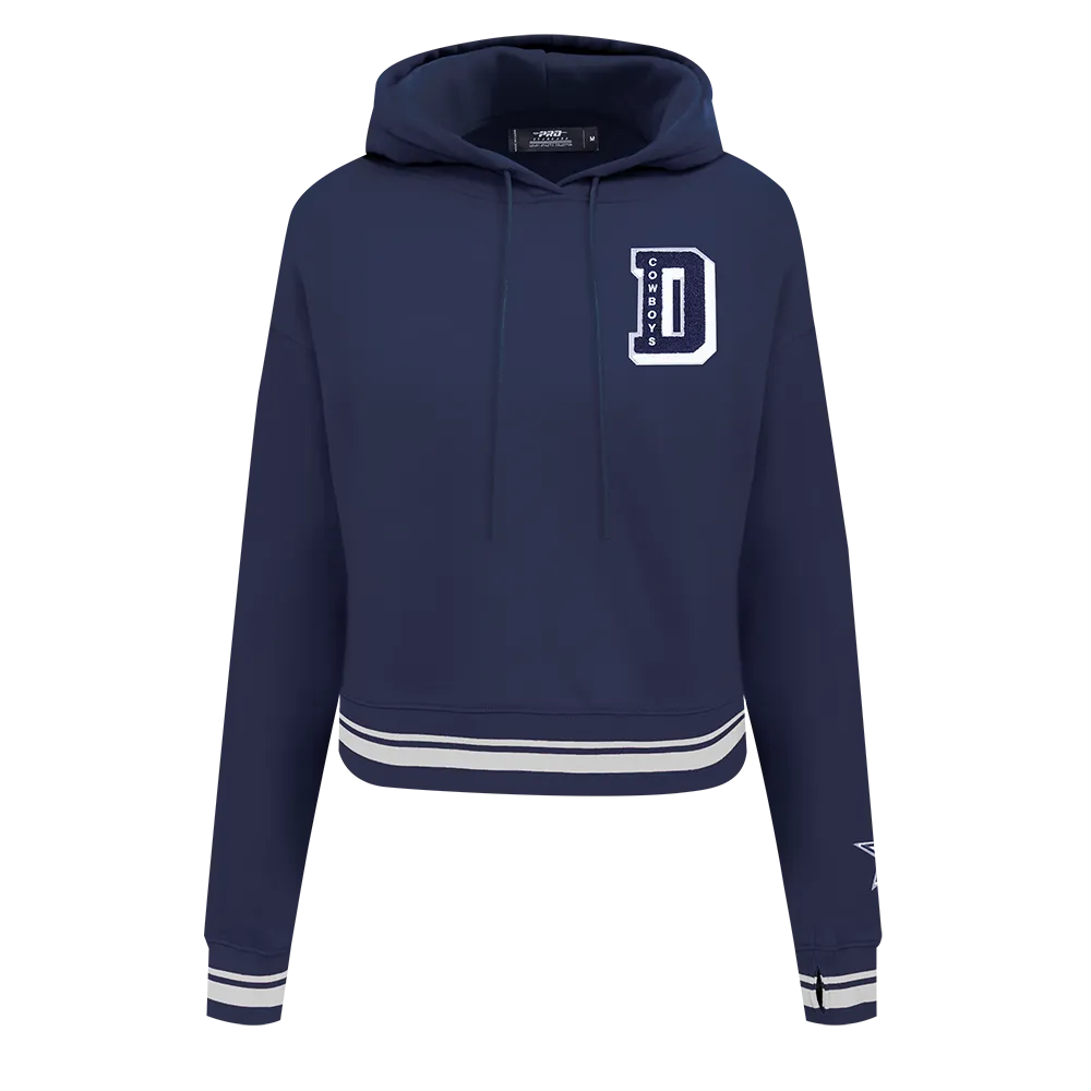 NFL DALLAS COWBOYS MASHUP WOMEN'S RIB CROPPED PO HOODIE (MIDNIGHT NAVY)