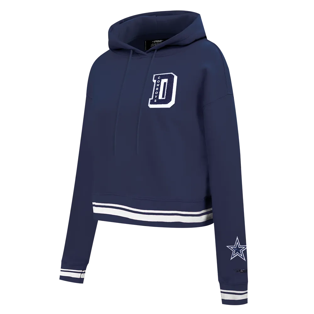 NFL DALLAS COWBOYS MASHUP WOMEN'S RIB CROPPED PO HOODIE (MIDNIGHT NAVY)
