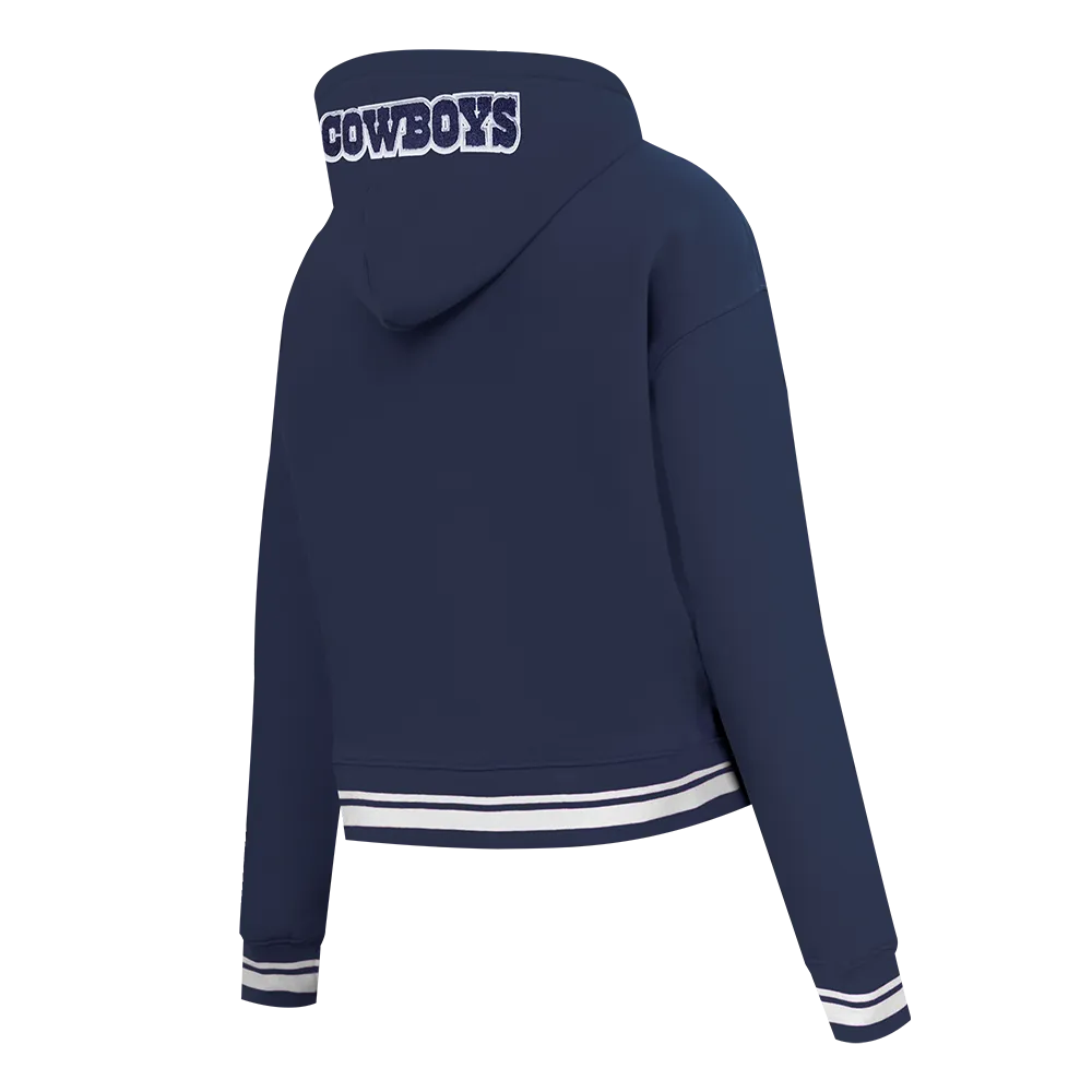 NFL DALLAS COWBOYS MASHUP WOMEN'S RIB CROPPED PO HOODIE (MIDNIGHT NAVY)
