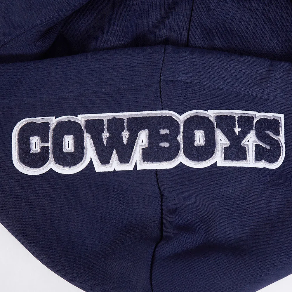 NFL DALLAS COWBOYS MASHUP WOMEN'S RIB CROPPED PO HOODIE (MIDNIGHT NAVY)