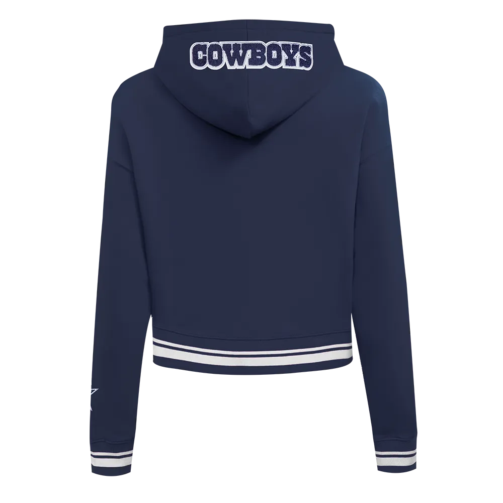NFL DALLAS COWBOYS MASHUP WOMEN'S RIB CROPPED PO HOODIE (MIDNIGHT NAVY)
