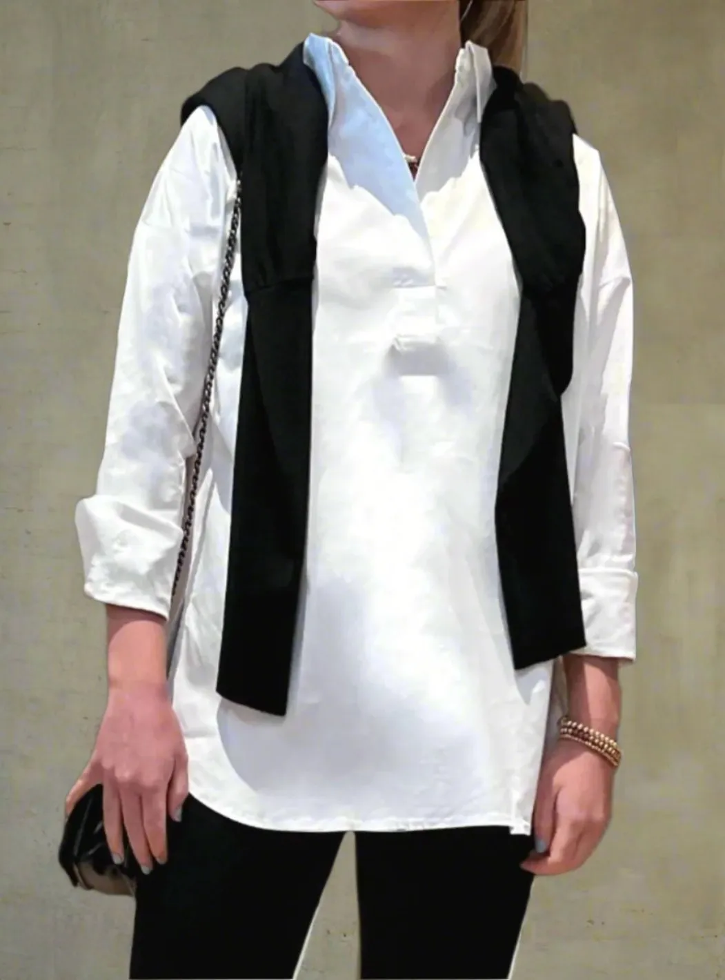 Oversized Organic Cotton Pullover White Shirt - The Murray