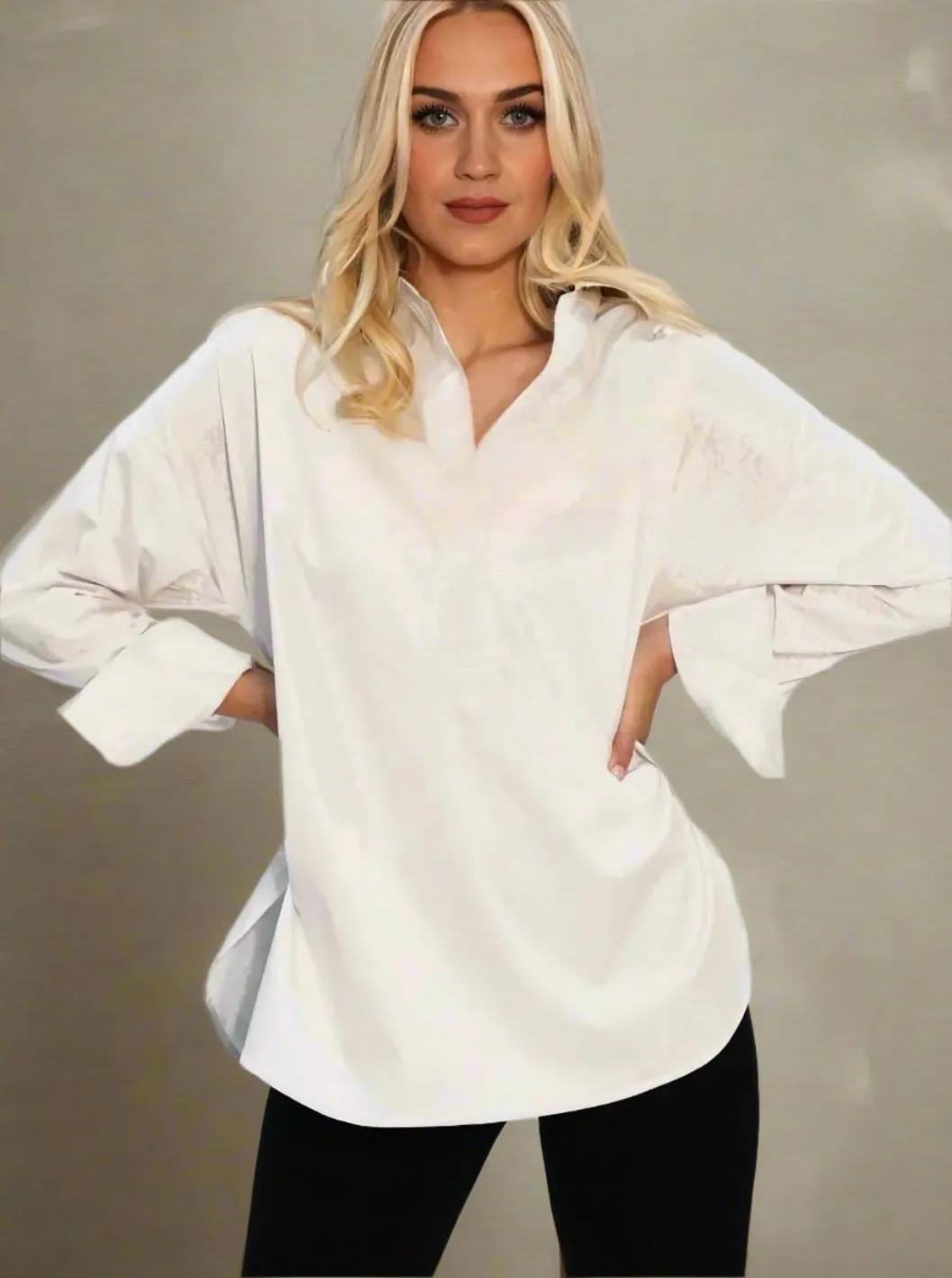 Oversized Organic Cotton Pullover White Shirt - The Murray