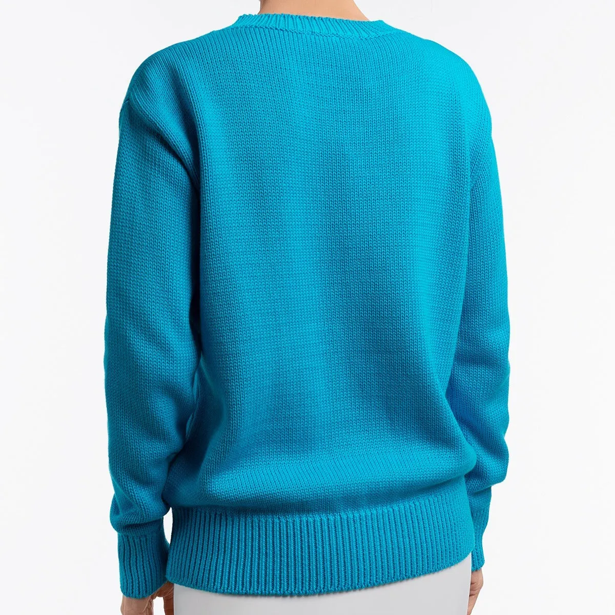 Oversized Round Neck Pullover in Aquamarina