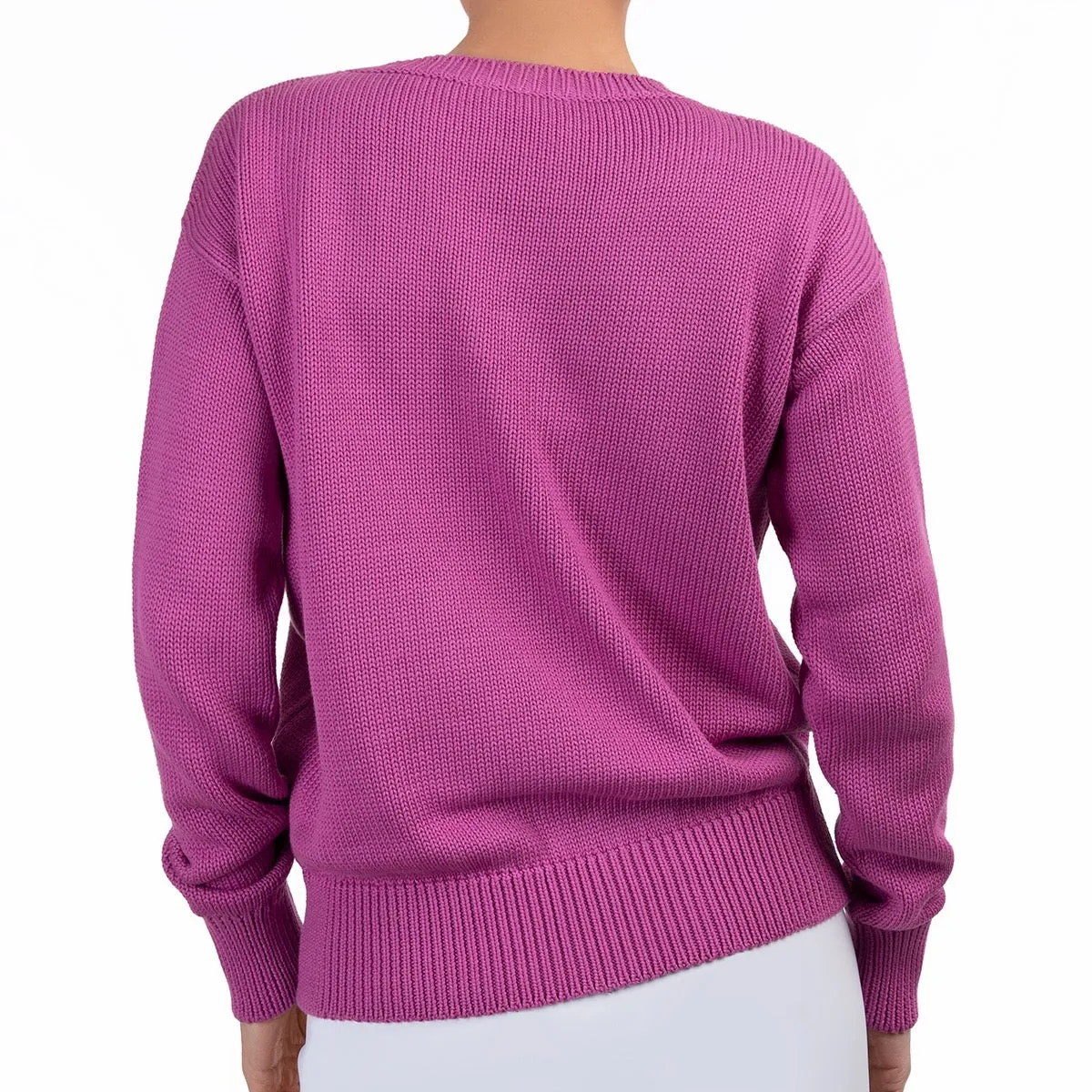 Oversized Round Neck Pullover in Black Raspberry