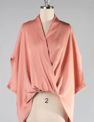 PEACH SATIN TUNIC BLOUSE
