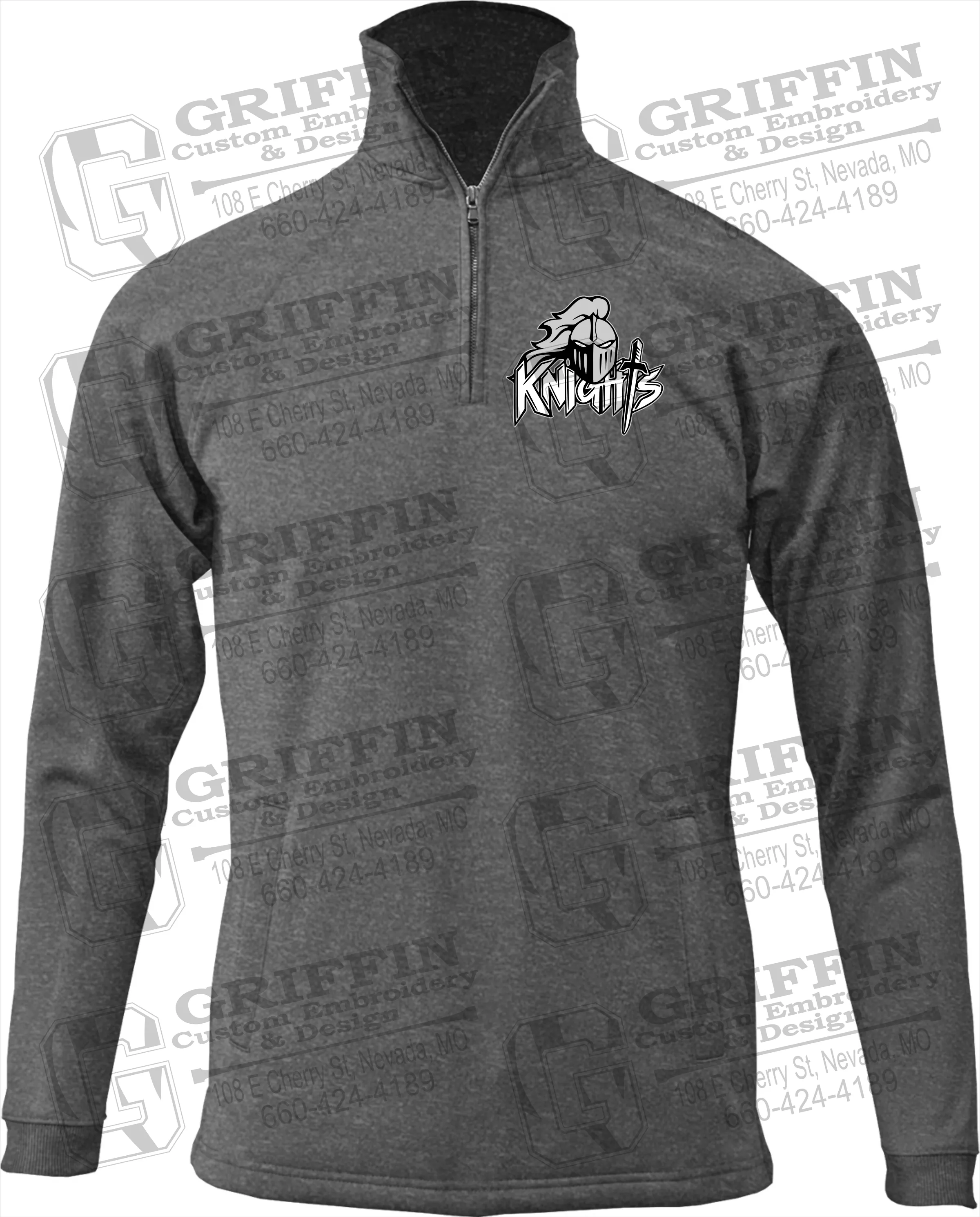 Performance Fleece 1/4 Zip Sweatshirt - NEVC Knights Full Logo