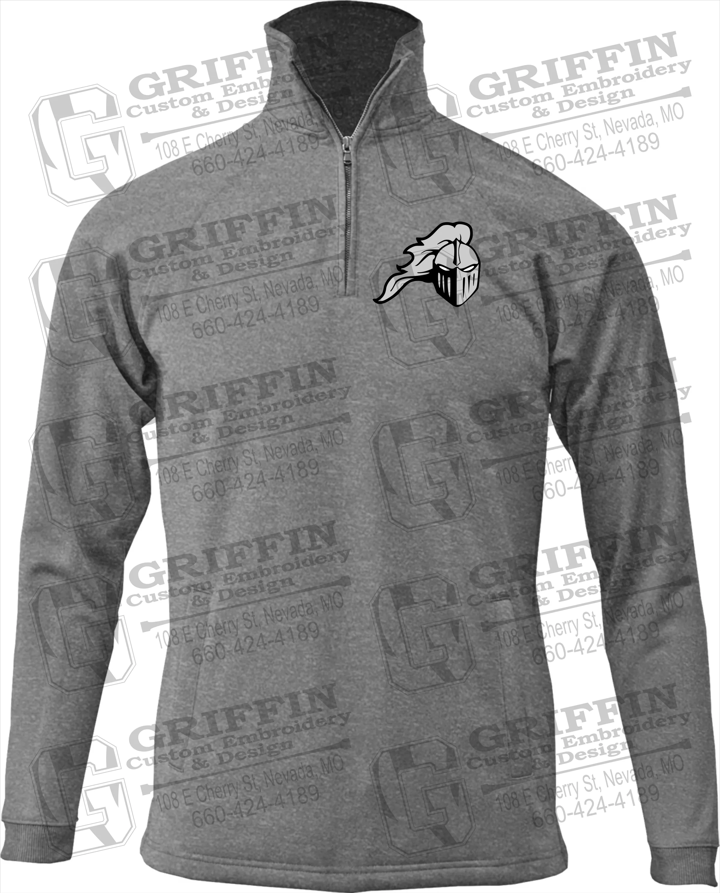 Performance Fleece 1/4 Zip Sweatshirt - NEVC Knights Helmet Logo