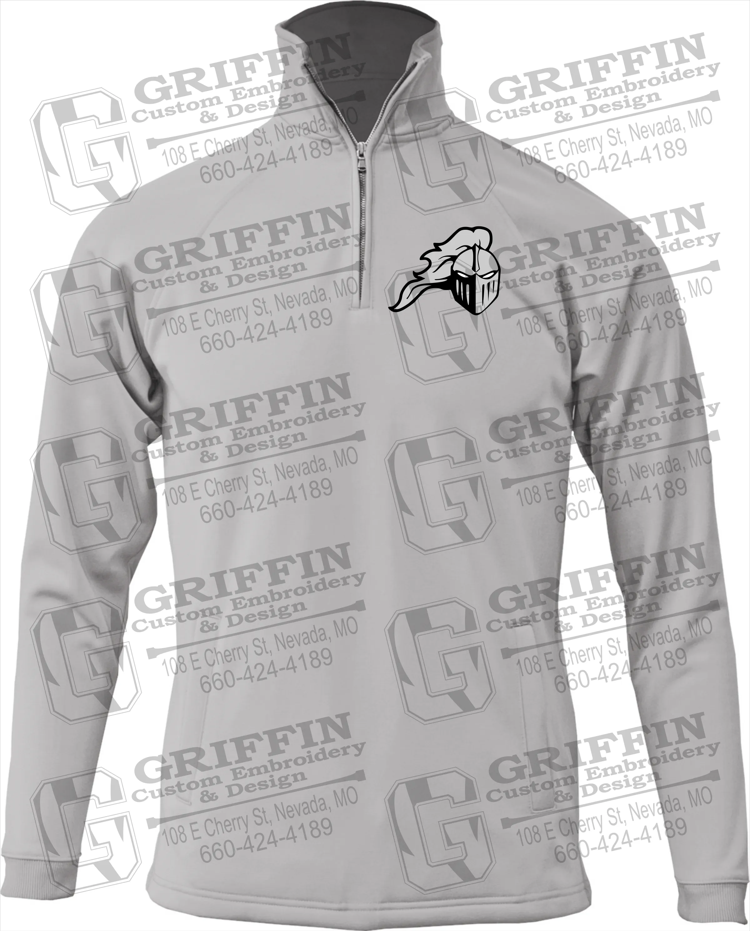 Performance Fleece 1/4 Zip Sweatshirt - NEVC Knights Helmet Logo
