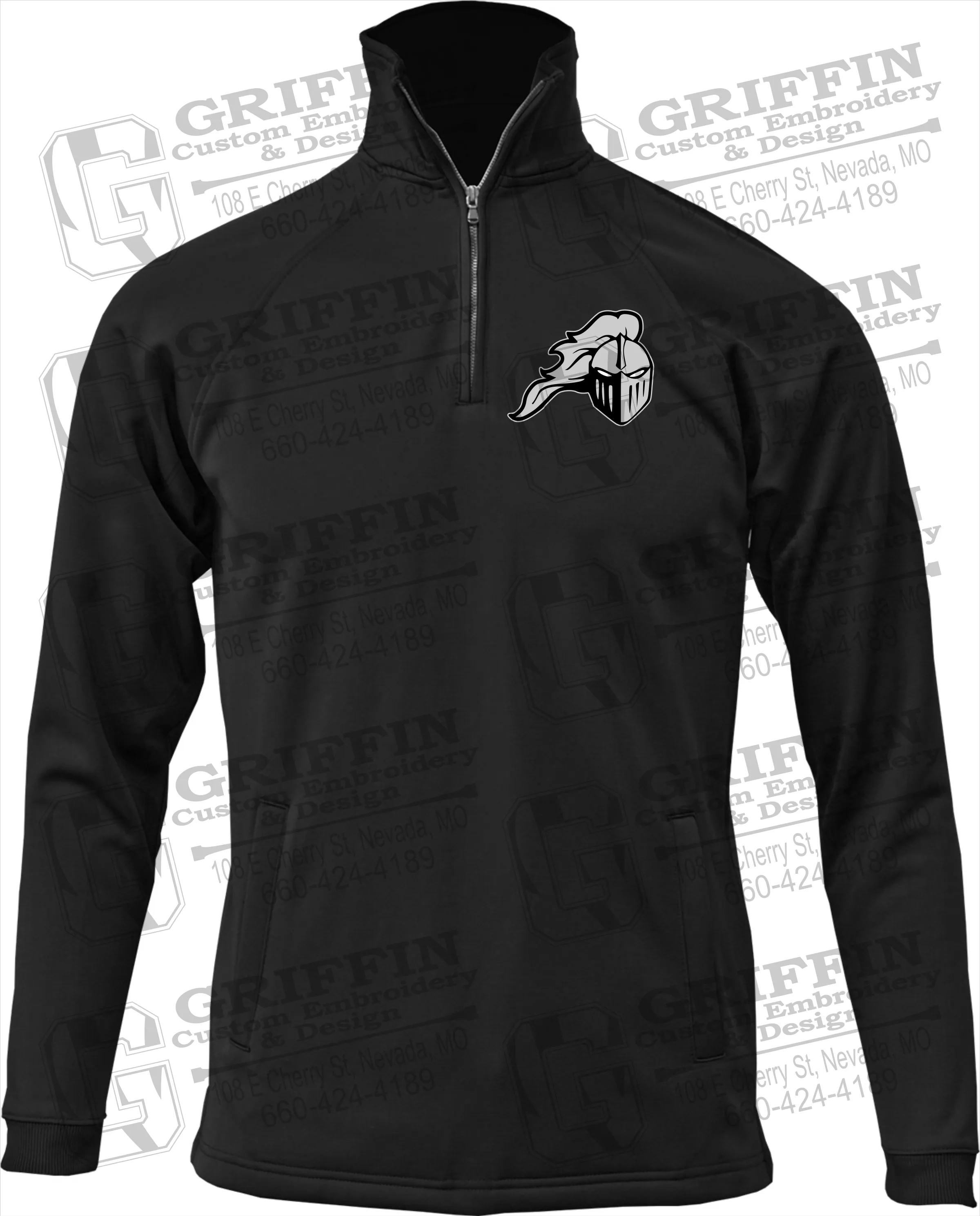 Performance Fleece 1/4 Zip Sweatshirt - NEVC Knights Helmet Logo